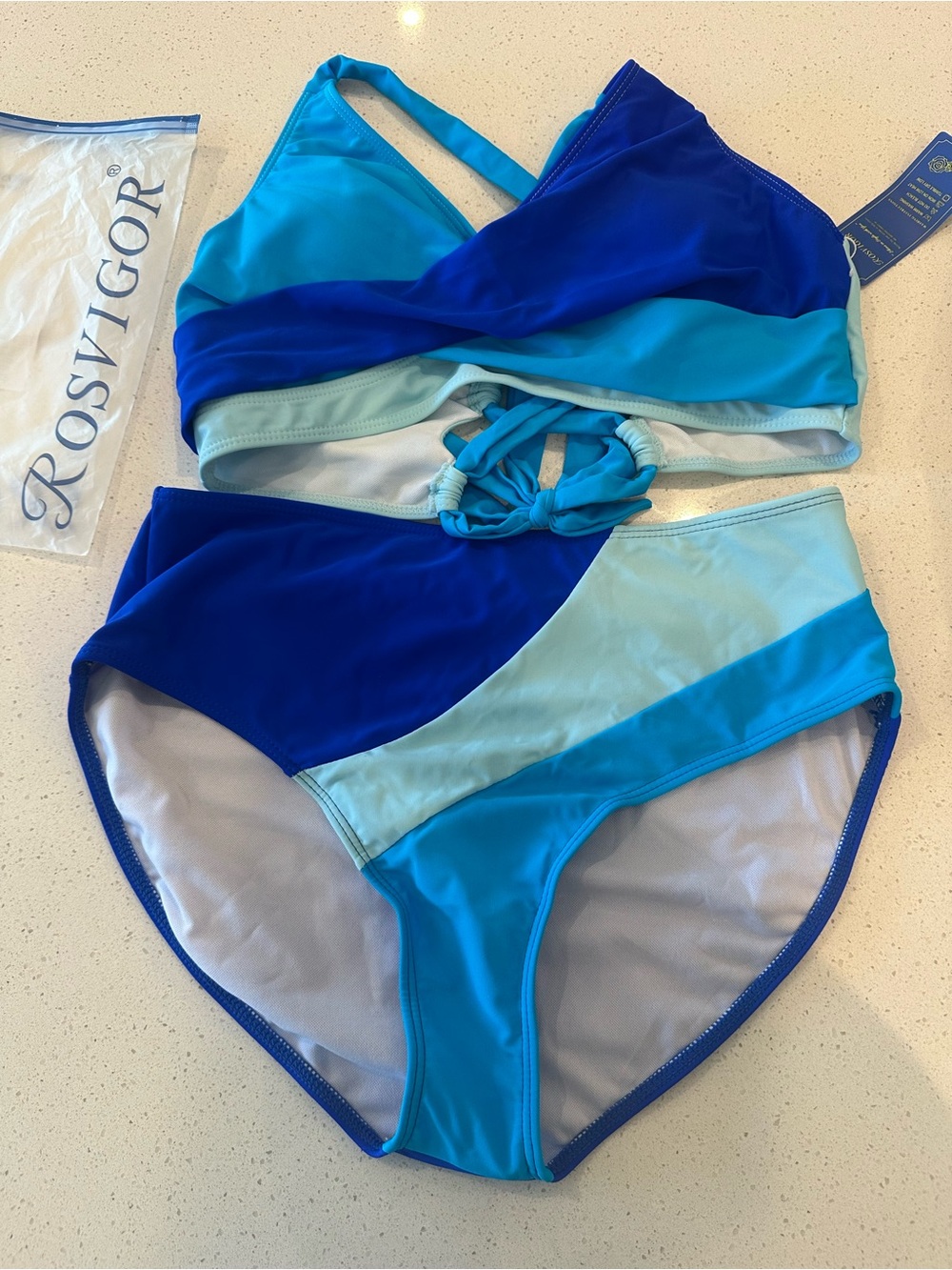 Women’s Colorblock Blue Bikini Set